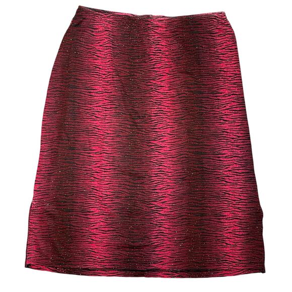 Charlotte Russe Dresses & Skirts - Y2K Charlotte Russe Pencil Skirt Women Sz L Red Glitter Zebra Print Glam Vintage